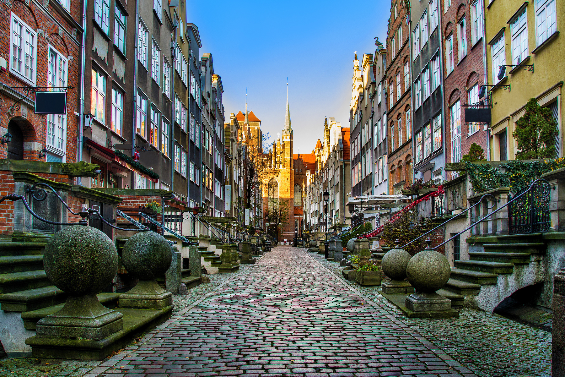 Old buildings of the city of Gdansk. Historical monuments of Gdańsk, Poland.